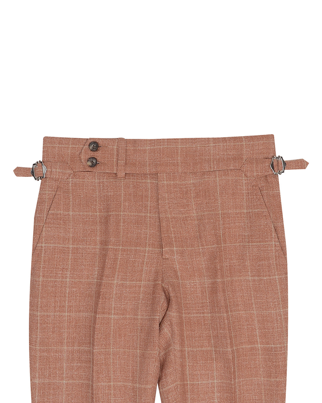 EThomas Lustrous Ginger Orange Windowpane Plaid - 2