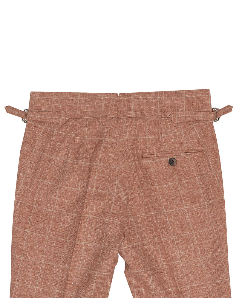 EThomas Lustrous Ginger Orange Windowpane Plaid