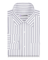 Linen: Dark Blue Beige Stripes On White