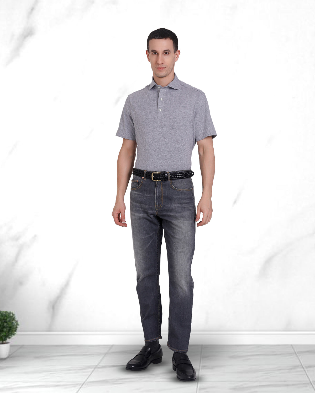 Faded Washed Grey Jeans - 2