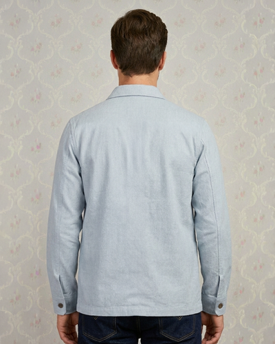 Fresco Cotton Cloud Blue Shirt Jacket