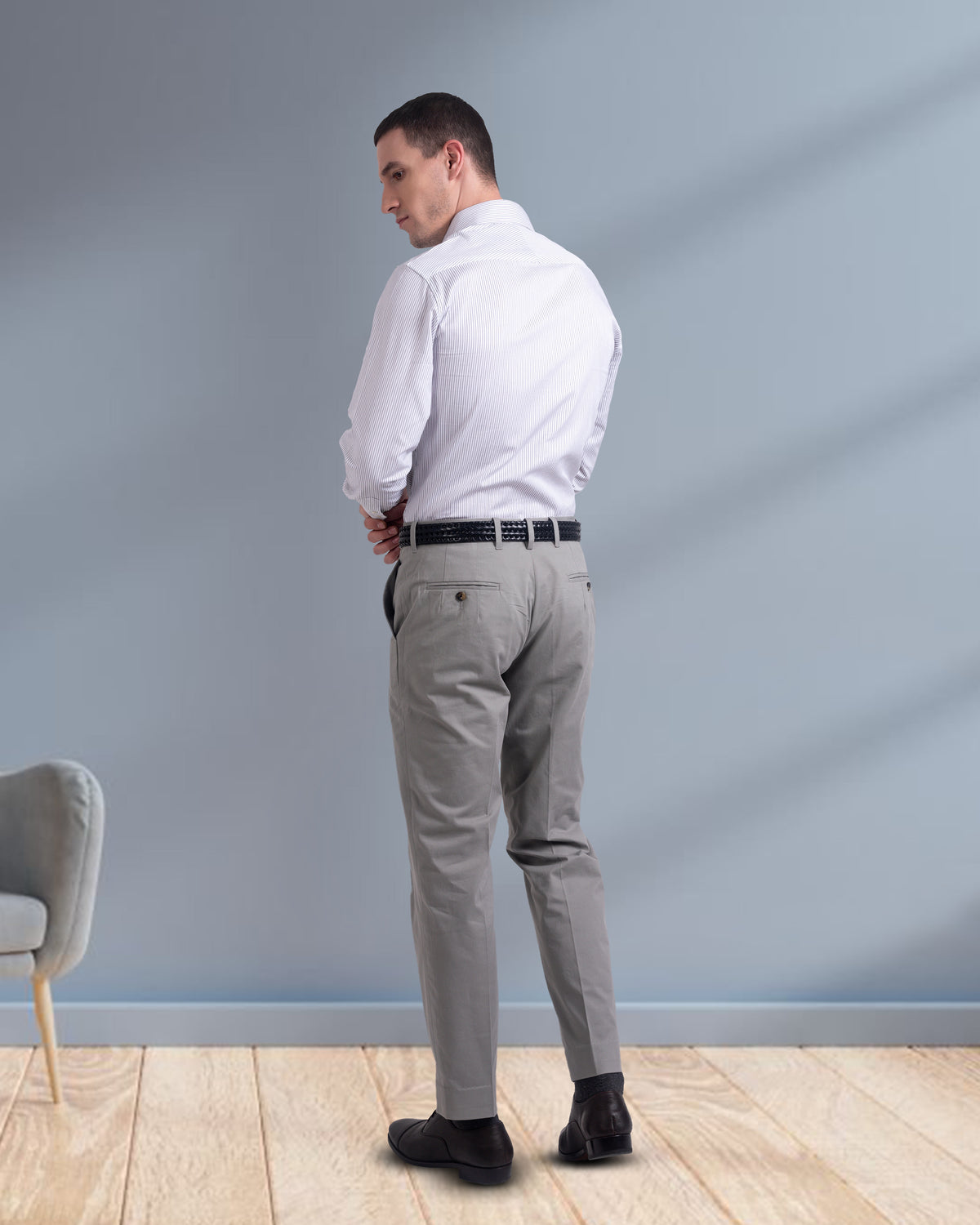 Monti White & Black Pin Stripes Shirt - 6