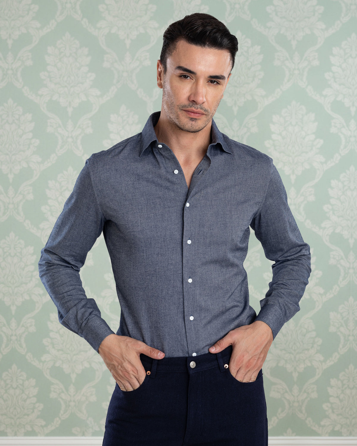 Navy Wool Jeans - 5