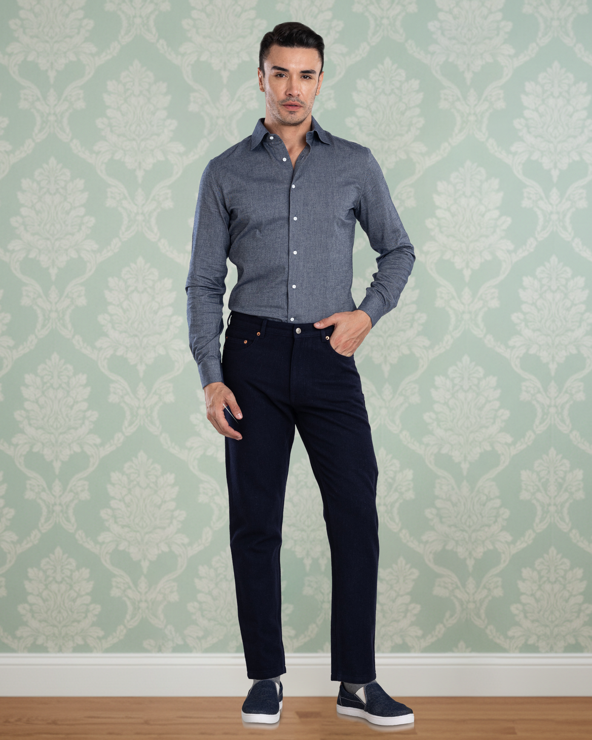 Navy Wool Jeans - 2