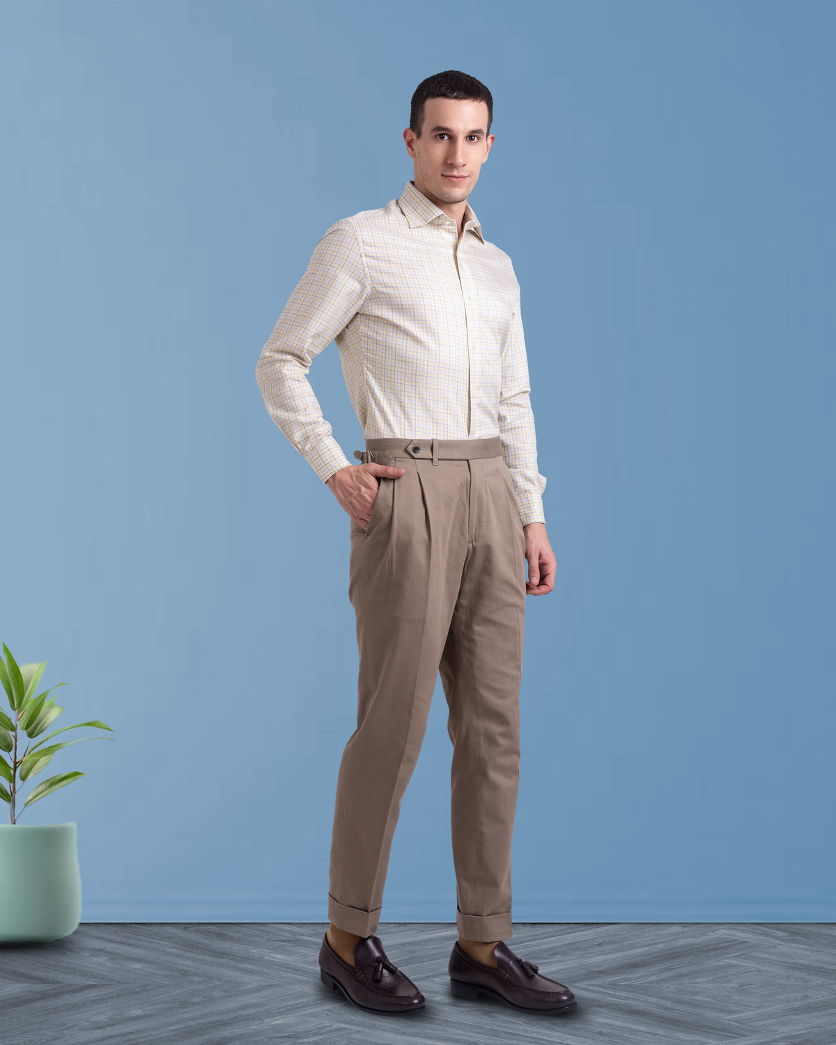 Pleated Sondrio Drab Twill Pant - 3