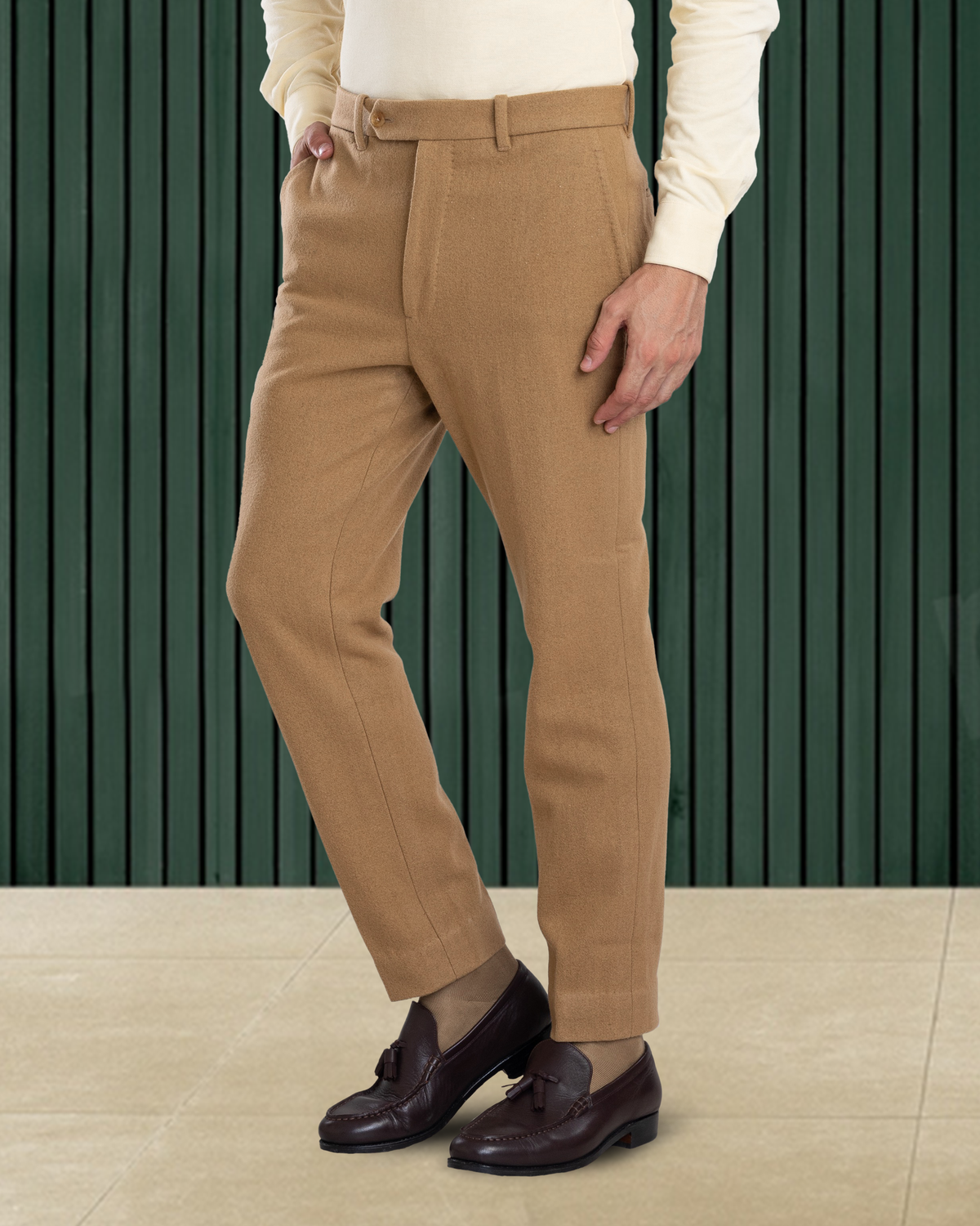 Camel Wool Flannel Pant - 1