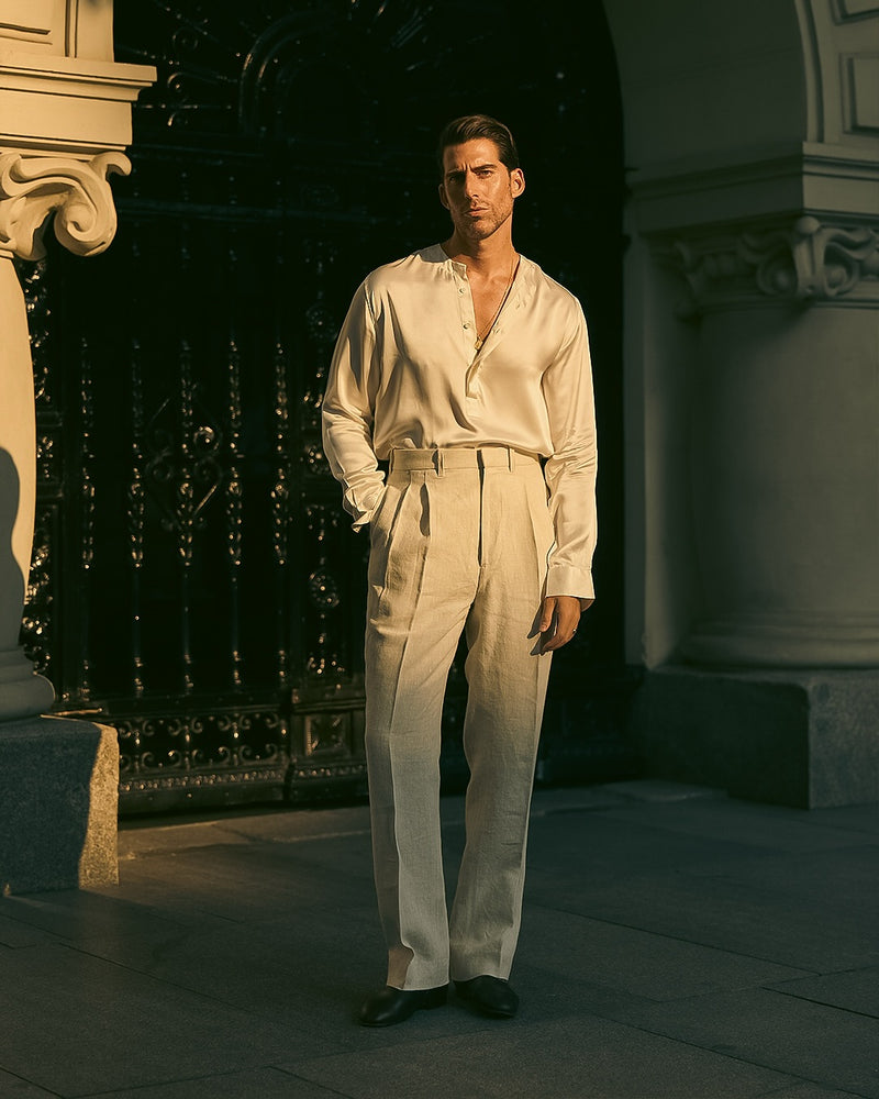 High Waisted Pants in Linen Suiting Muslin