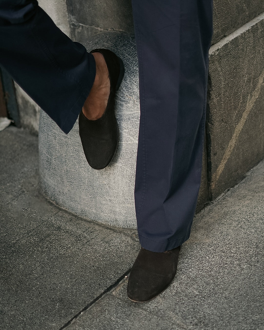 Navy Cotton Twill High Rise Cargo Pant
