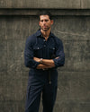 Navy Cotton Twill High Rise Cargo Pant