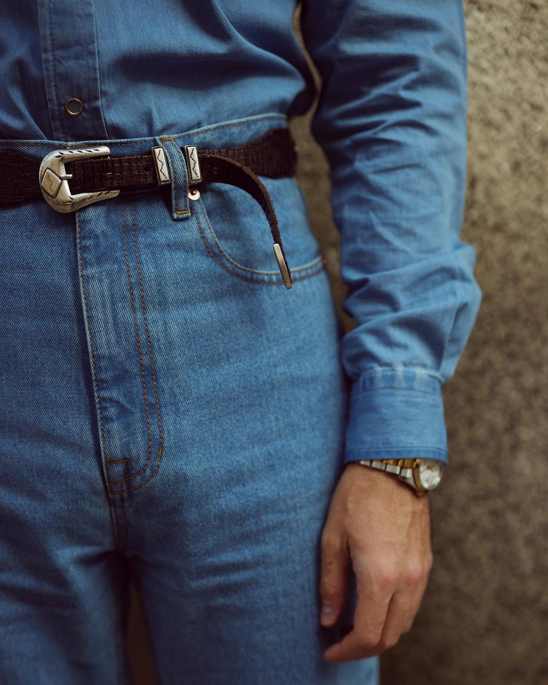 Fade Washed Indigo Denim Chambray Shirt - 8