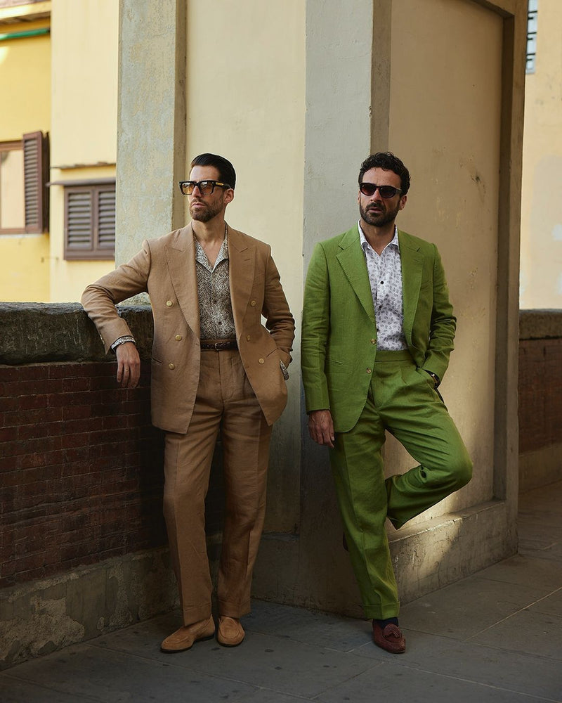 Linen Fresco Golden Brown Double Breasted Suit