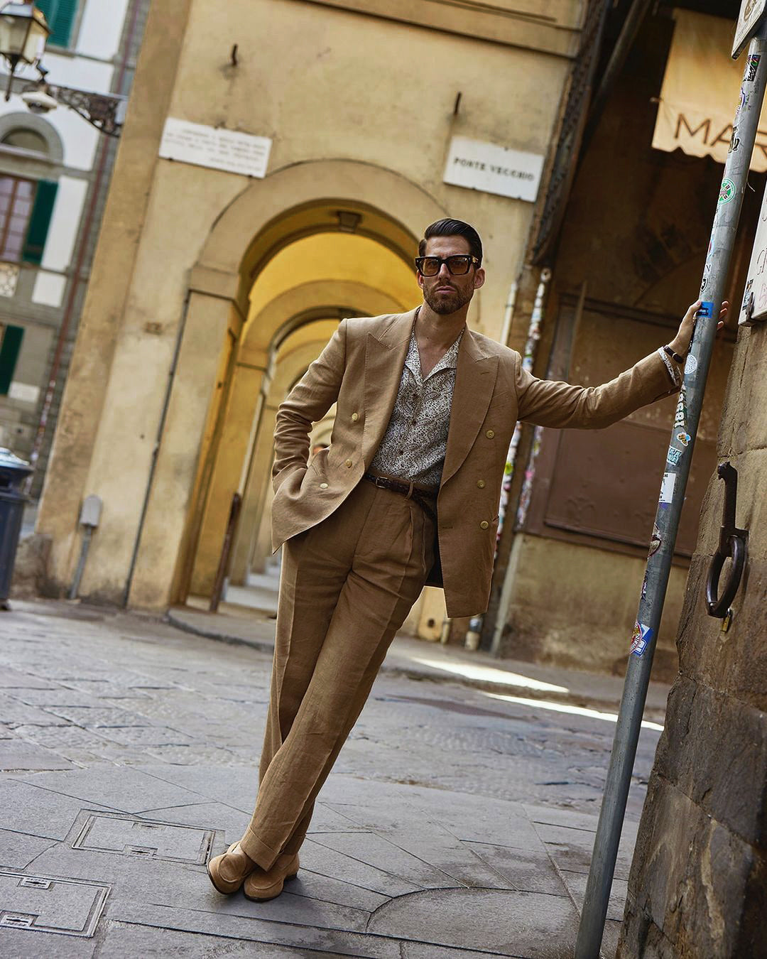 Linen Fresco Golden Brown Double Breasted Suit