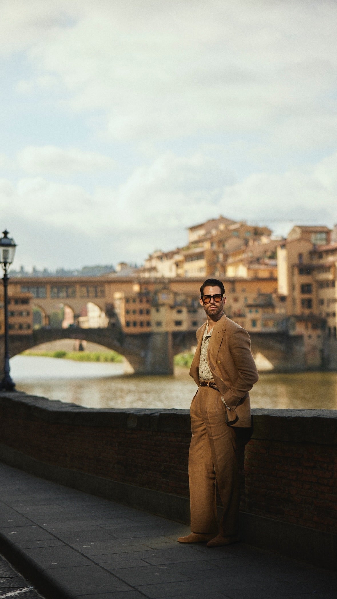 Linen Fresco Golden Brown Double Breasted Suit - 7