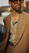Linen Fresco Golden Brown Double Breasted Jacket