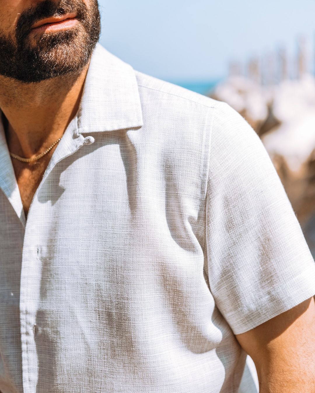 Soft Washed Light Grey Camp Collar Shirt - 3