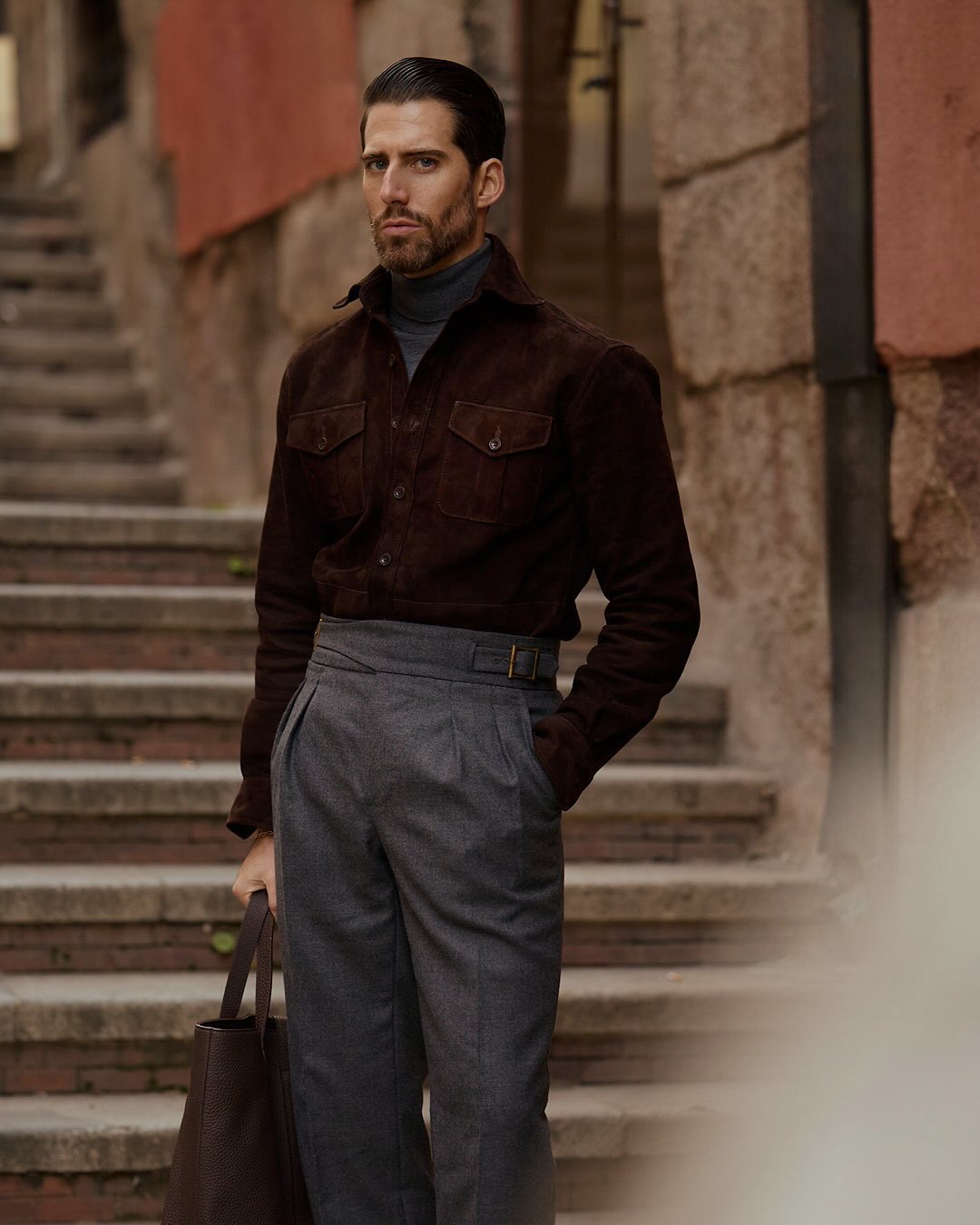 Brown Suede Leather Shirt - 3