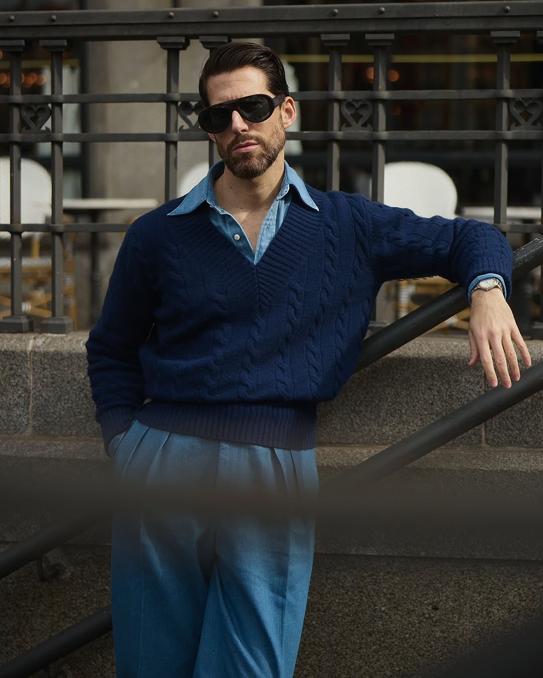 Fade Washed Hemp Cotton Chambray Shirt