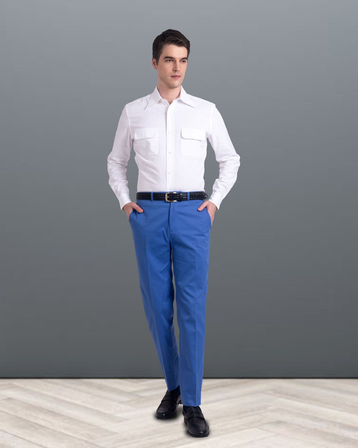 White Fresco Madapolam Chambray Western Shirt - 3