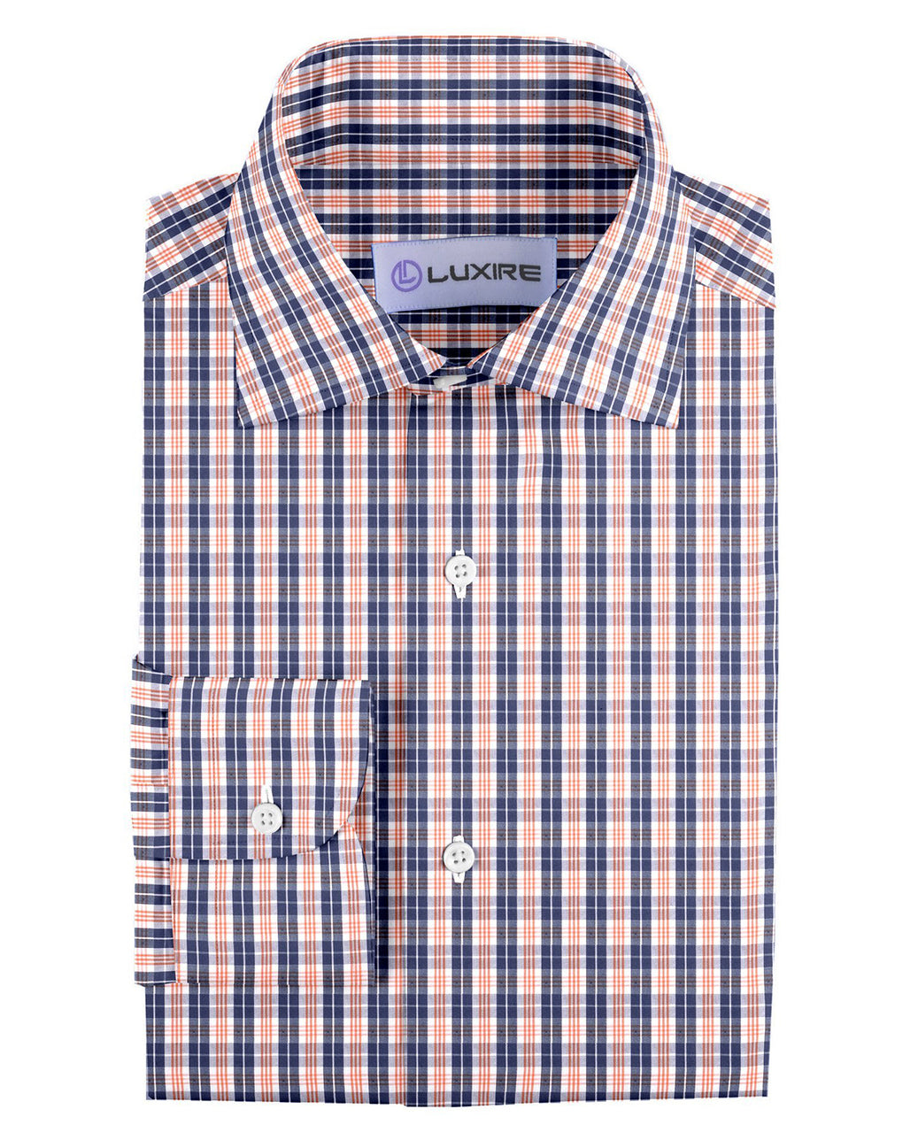 Navy Orange White Tartan Checks - 1
