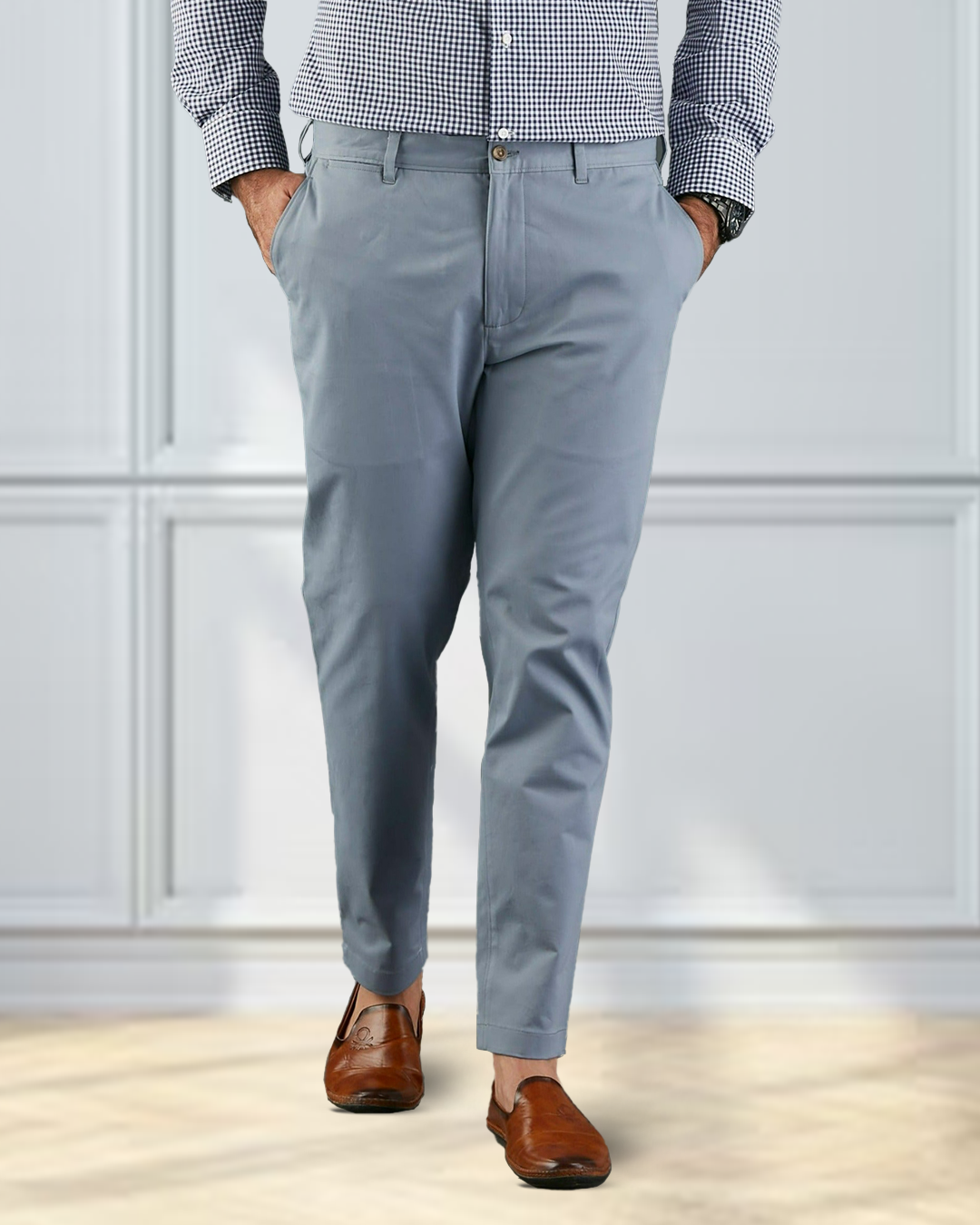 Genoa Chino Pant Soft Blue Grey - 1