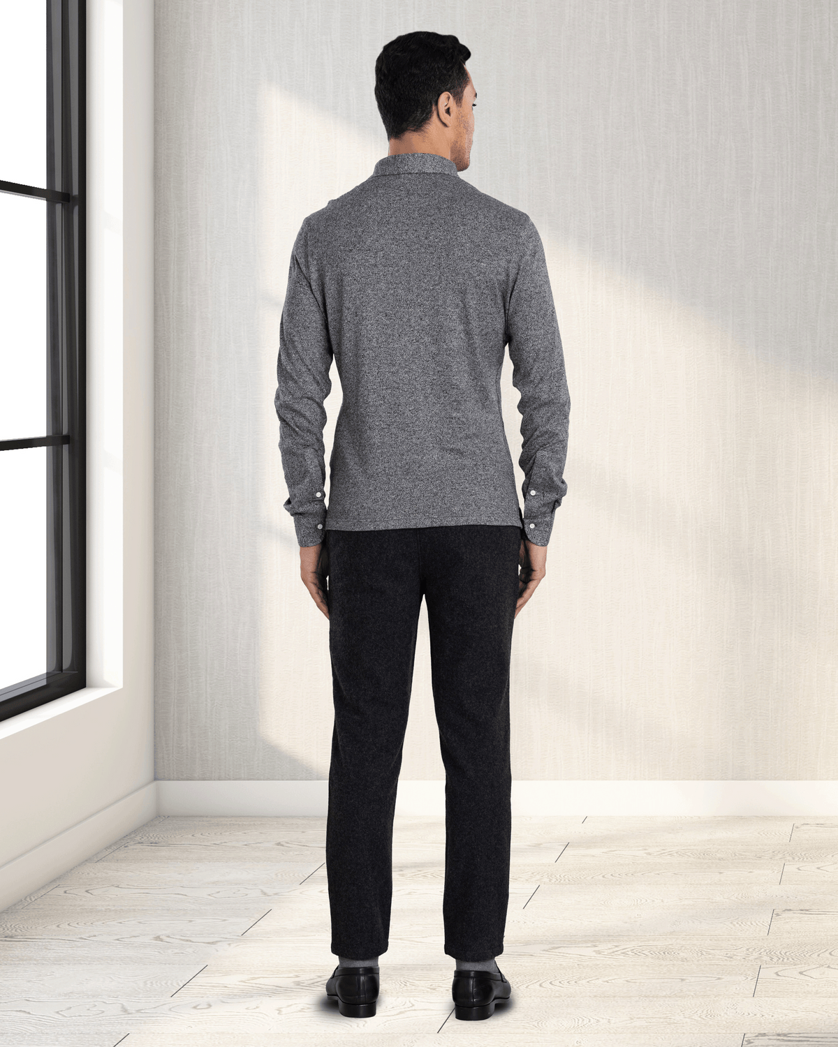 Charcoal Grey Wool Chino - 6