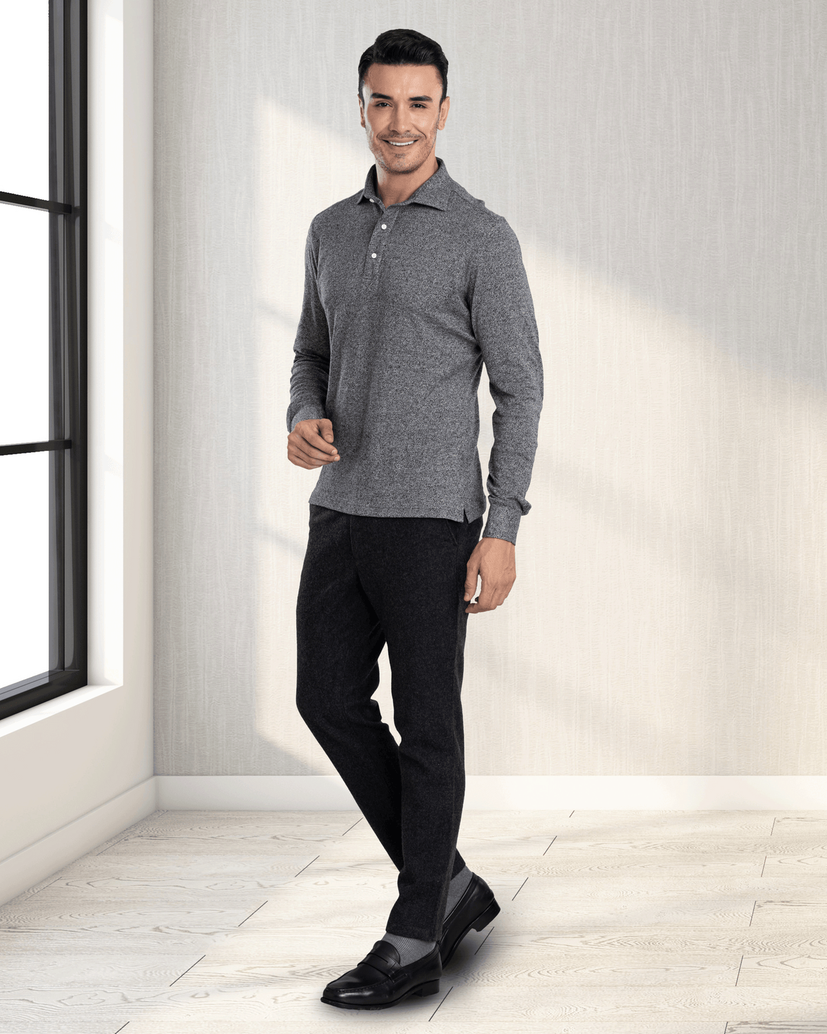 Charcoal Grey Wool Chino - 5