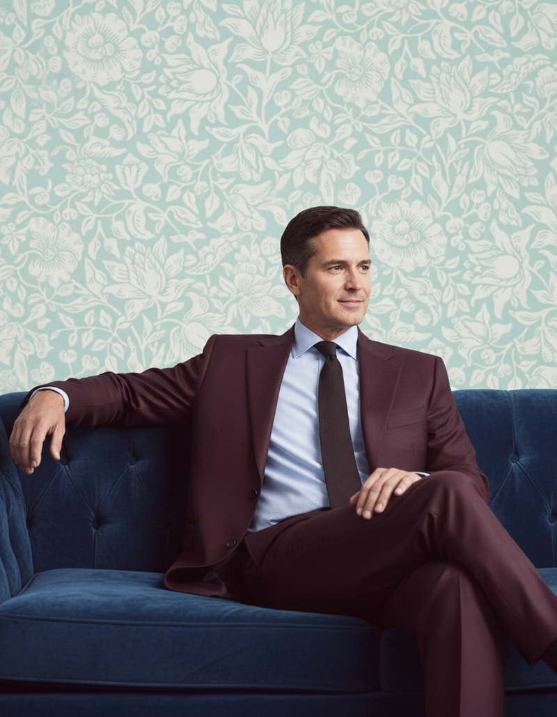 Dugdale Maroon Wool Flannel Suit