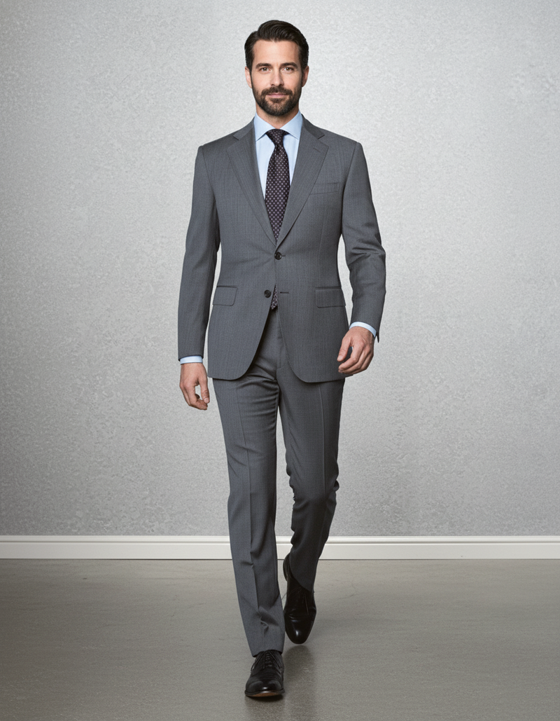 Washable Wool Suit: Mid Grey