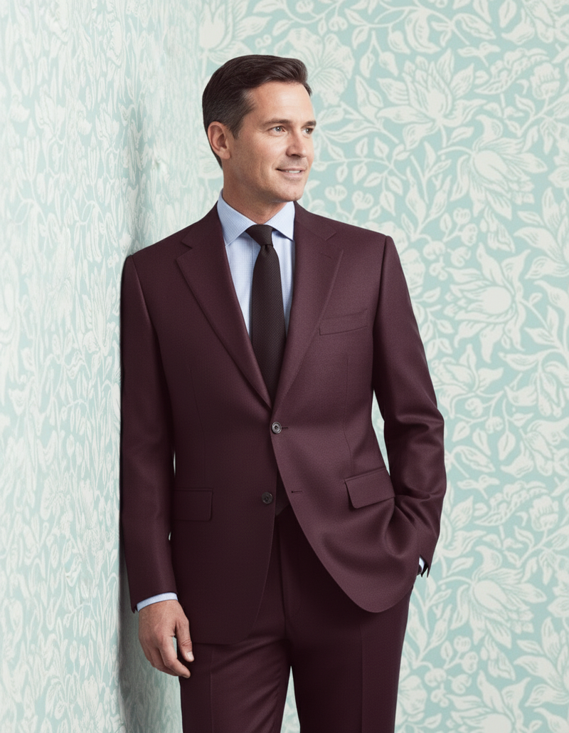 Dugdale Maroon Wool Flannel Suit