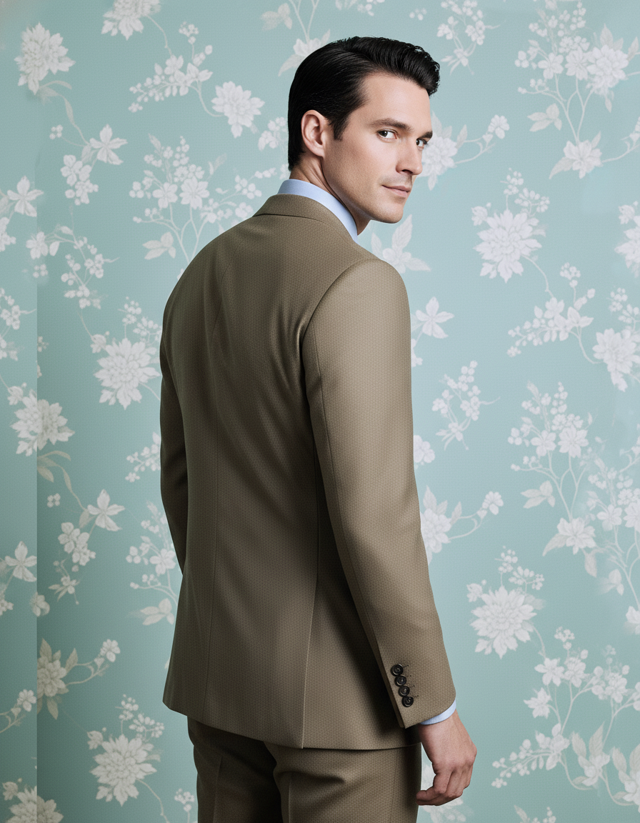Dugdale Olive Beige Wool Flannel  suit - 6