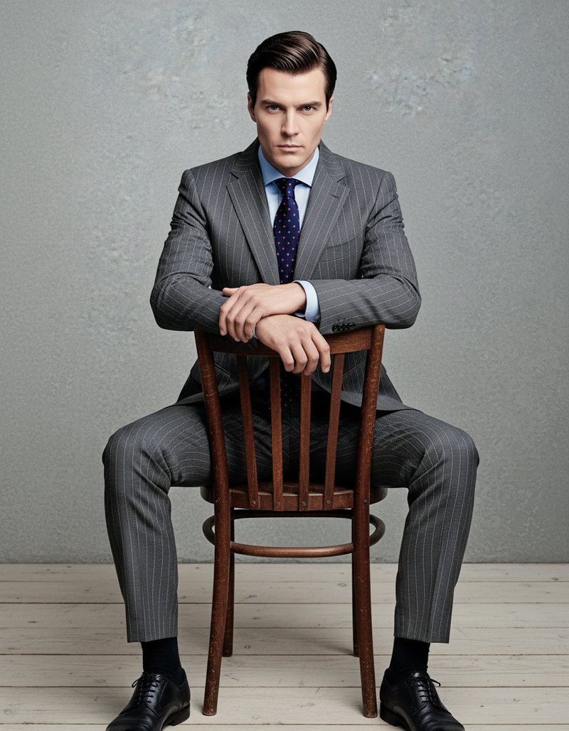 Grey Wool Pinstripes Suit