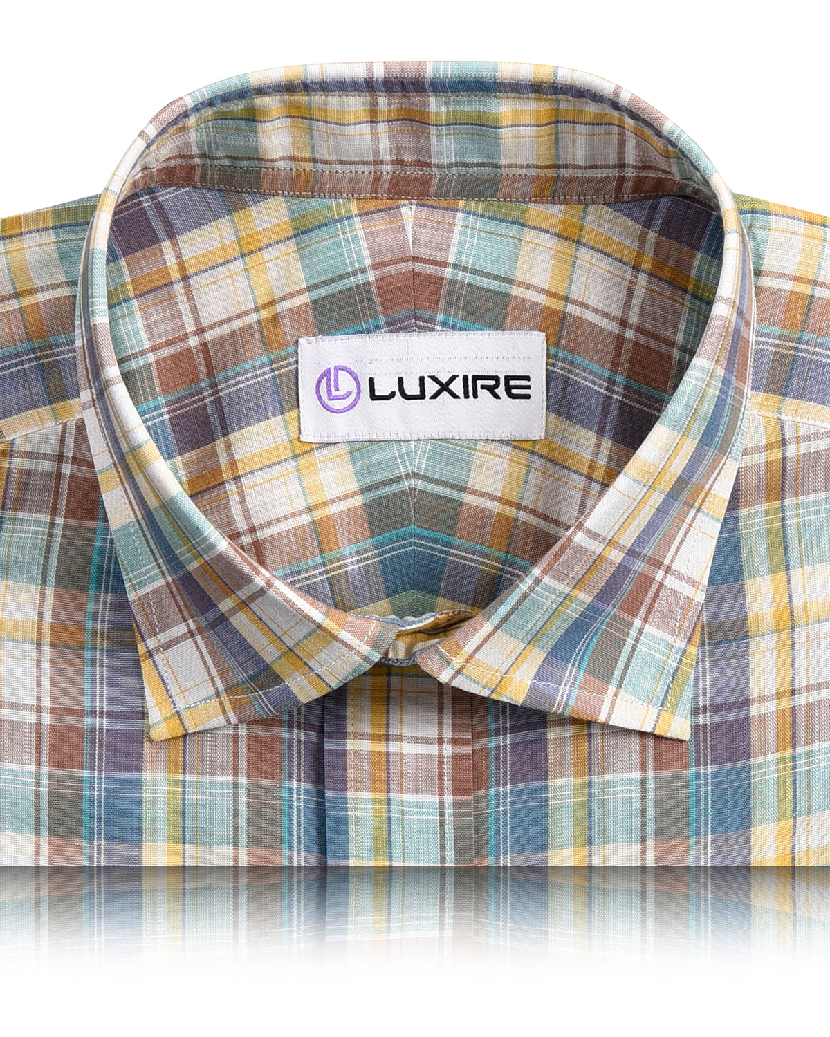 Summer Light Chambray Subtle Brown Blue Yellow Checks Madras - 2