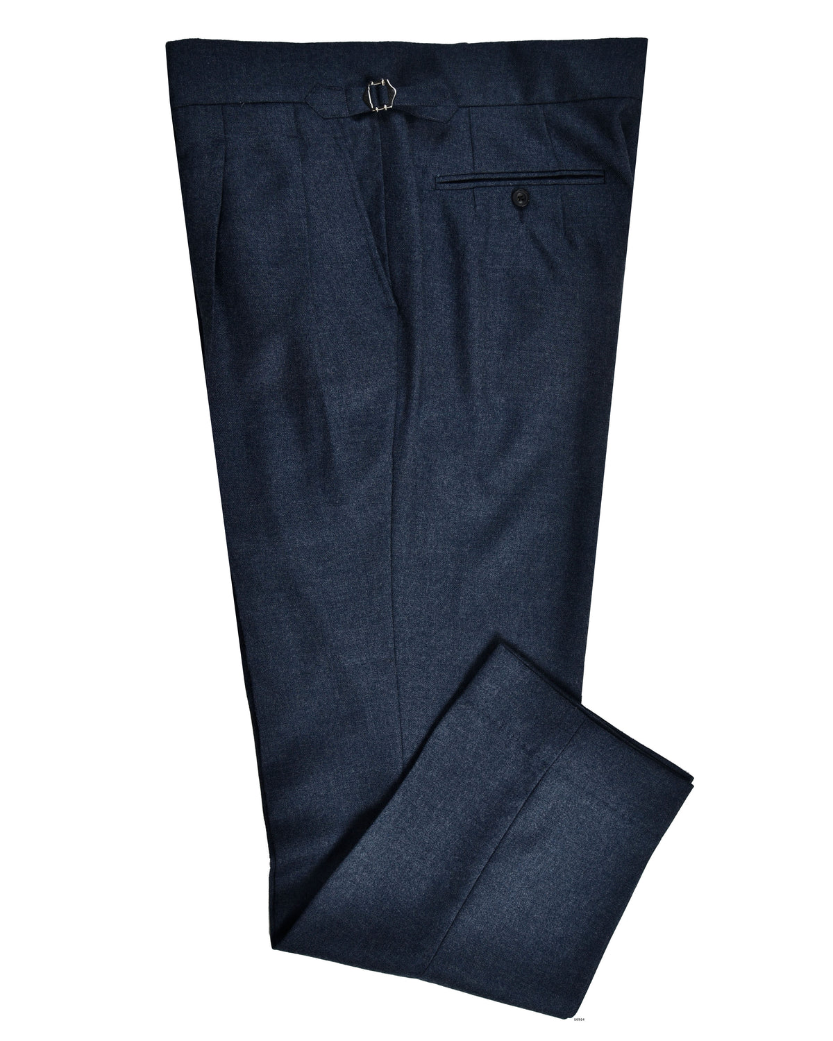 Dugdale Navy Blue Wool Flannel Dress Pant - 1
