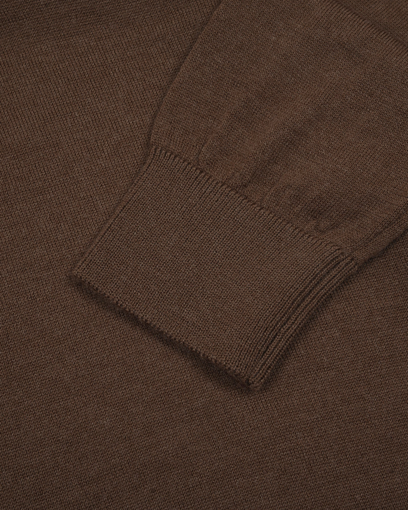 EZS Merino Wool Brown Long Sleeve Polo