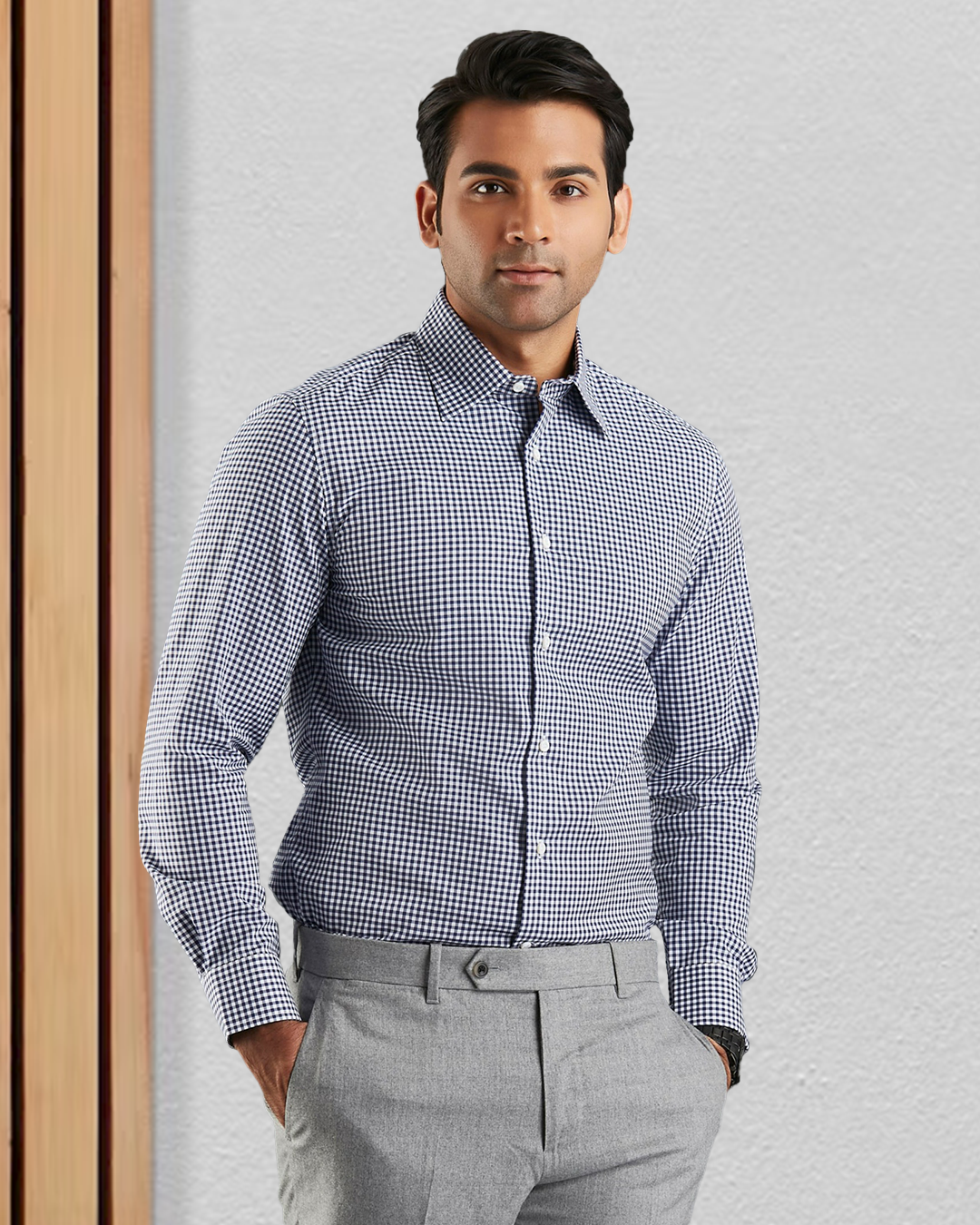 Navy Small Gingham Shirt - 2