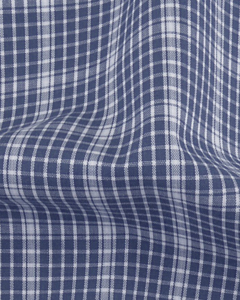 Dark Blue White Graph Checks Shirt
