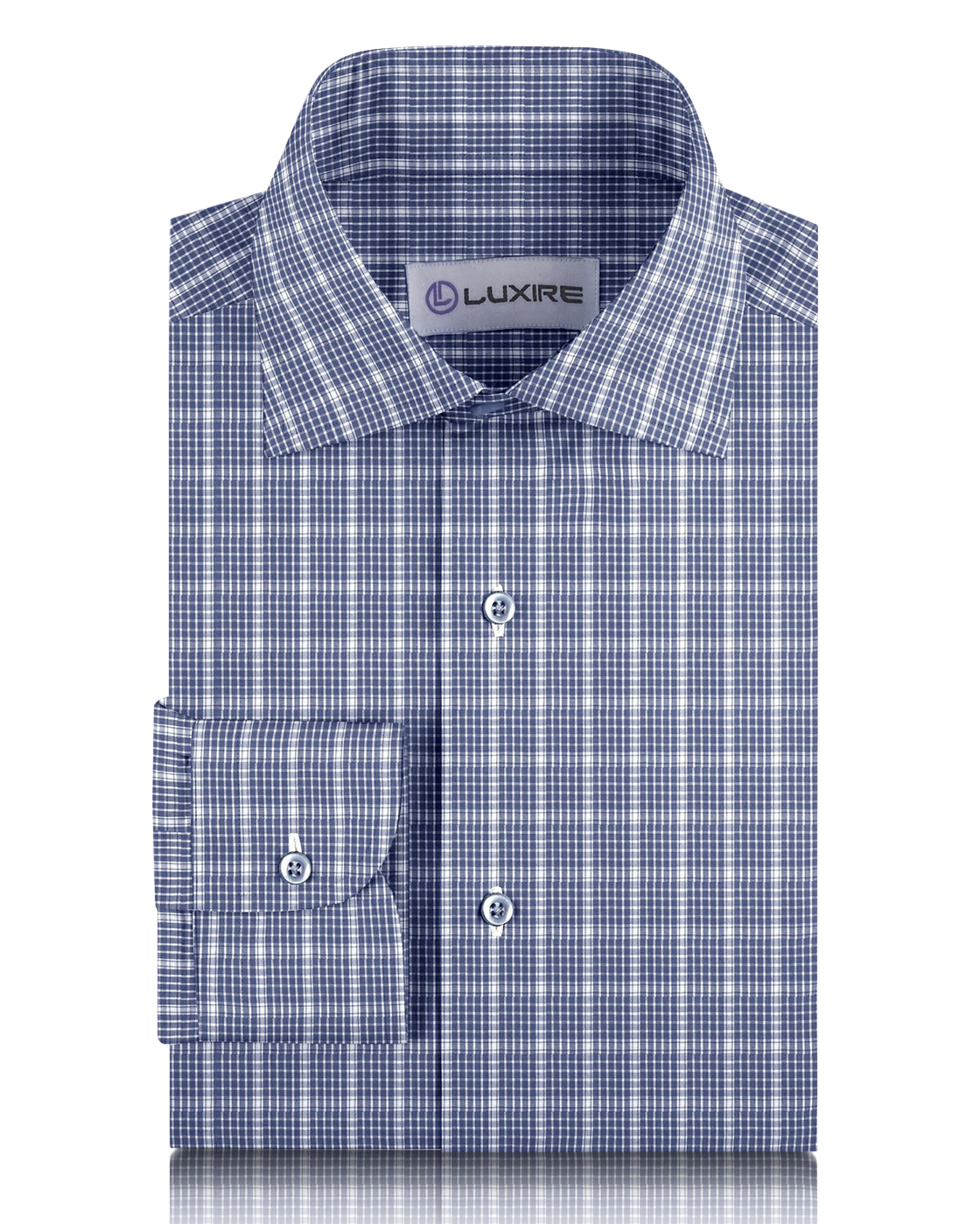 Dark Blue White Graph Checks Shirt - 1