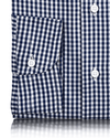 Dark Denim Blue Small Gingham on White Shirt