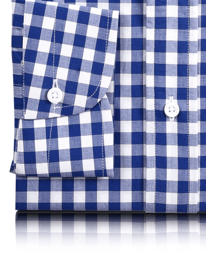 Estate Blue Gingham Checks On White Shirt