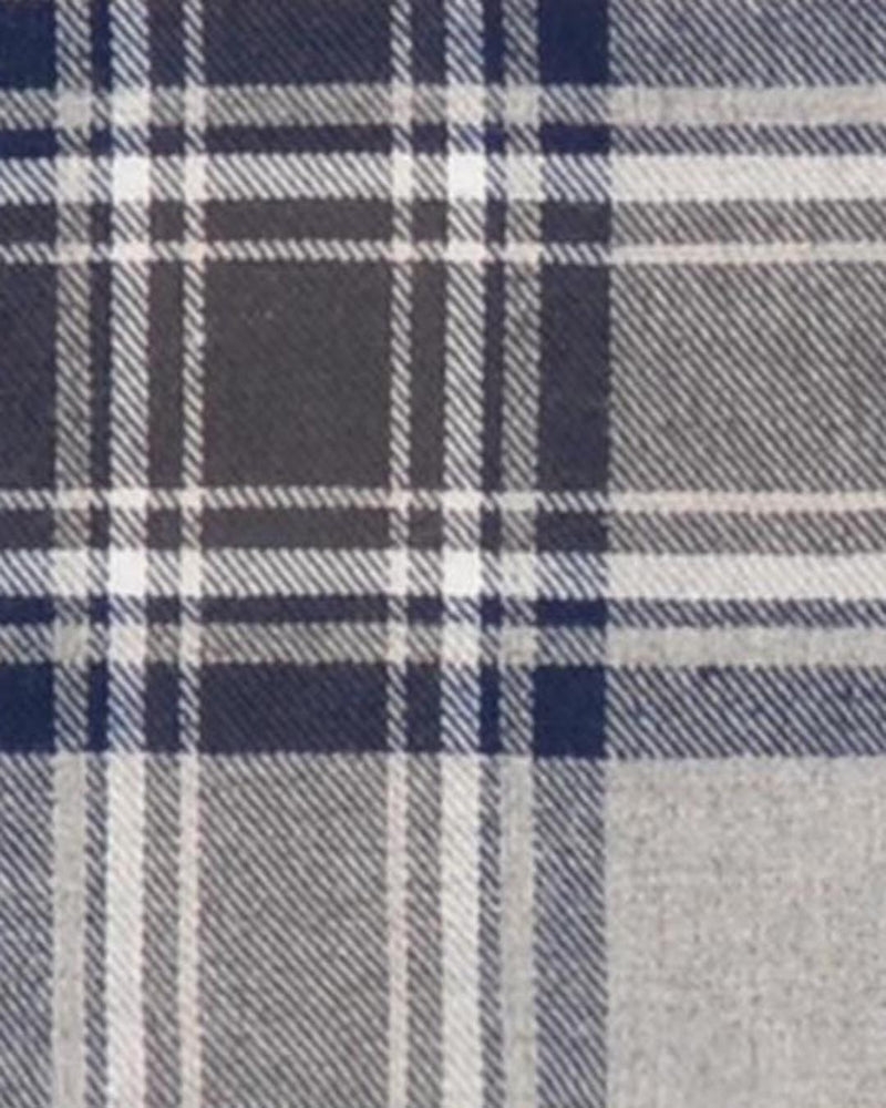 Dark Gull Grey Navy Plaid Flannel Shirt