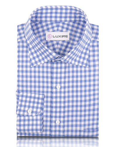 Ultramarine Light Blue Checks on White