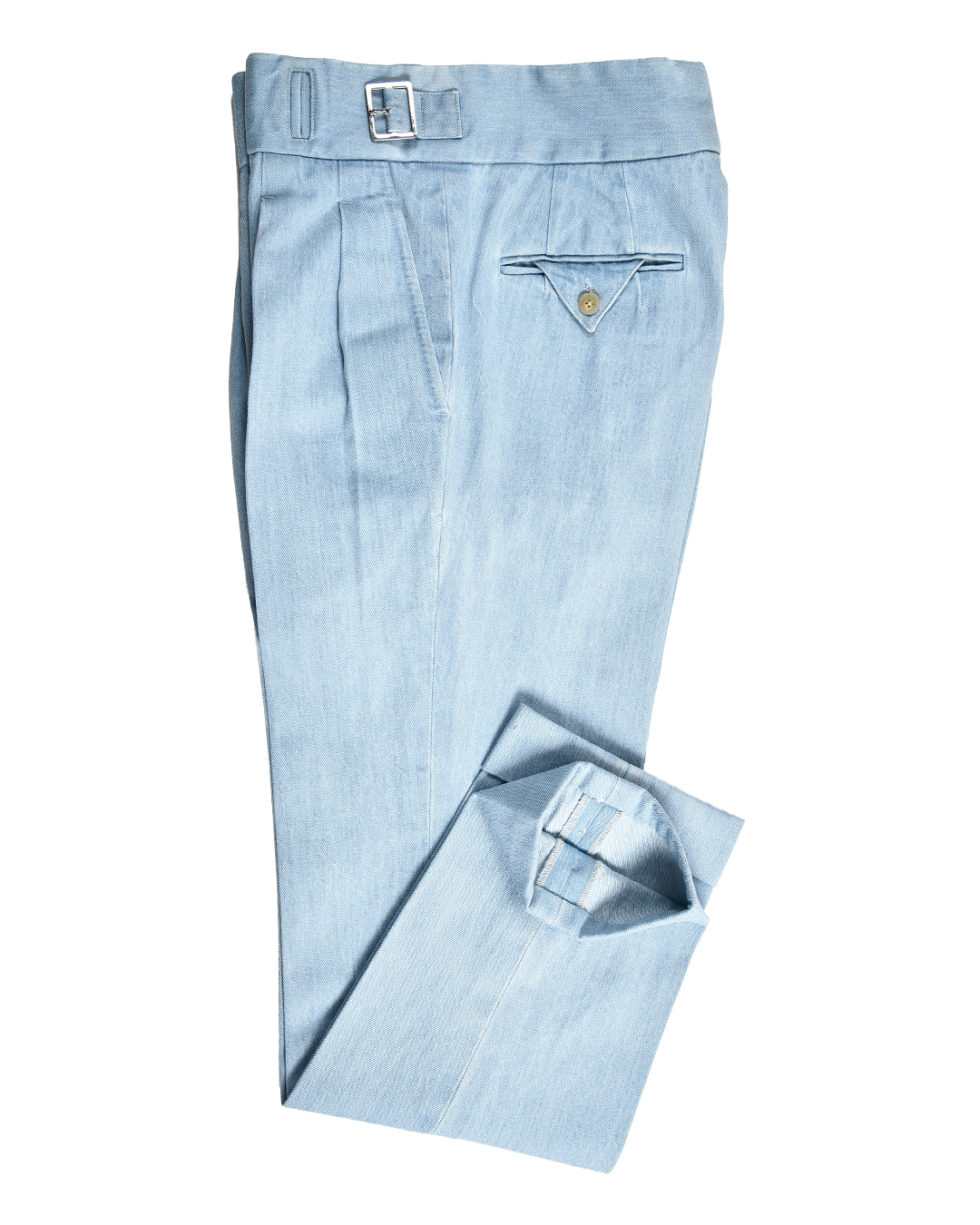 Gurkha Pant in Fade Washed Blue Selvage With Turquoise Tint - 2