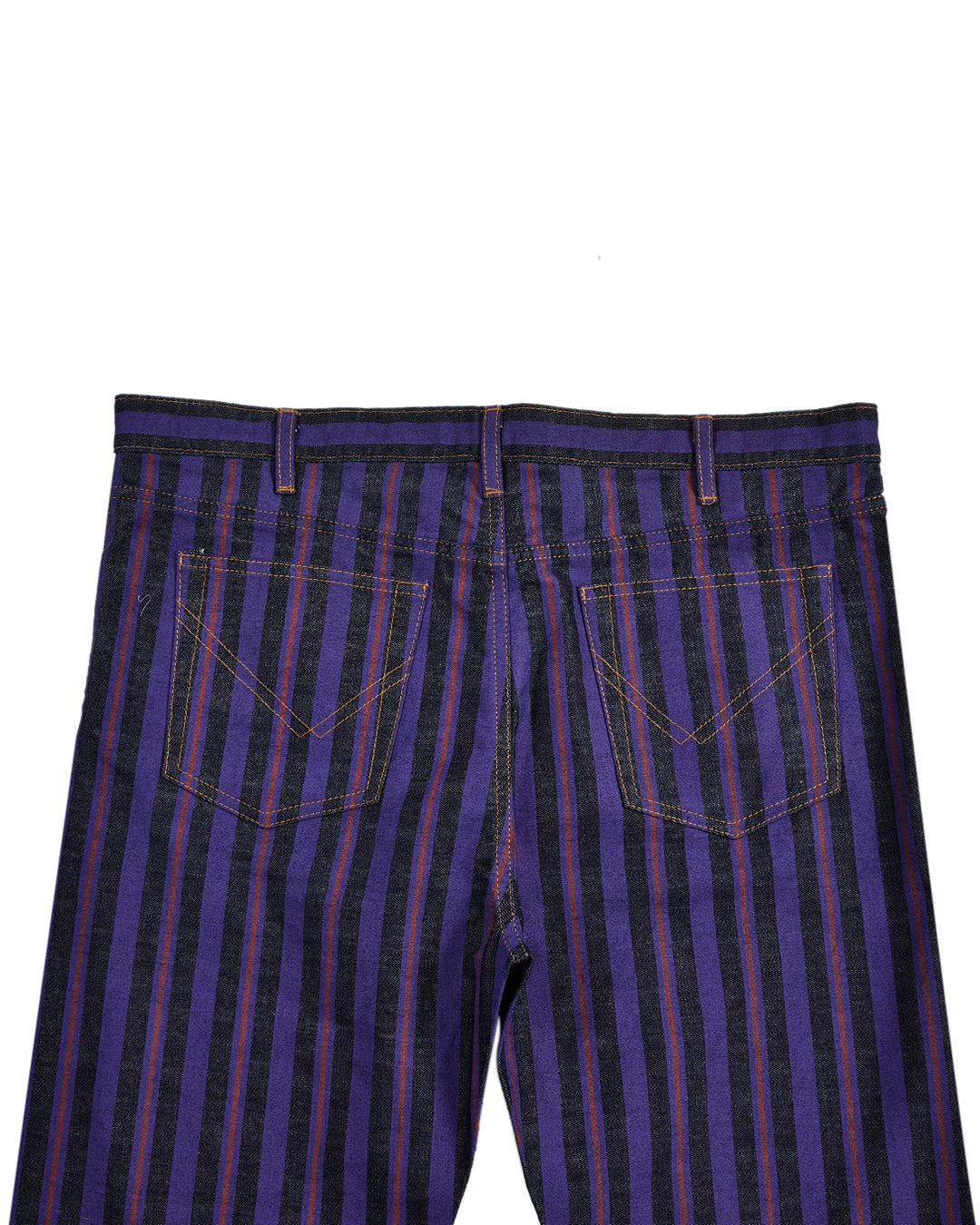 Purple Stripes On Indigo Denim Jeans - 5