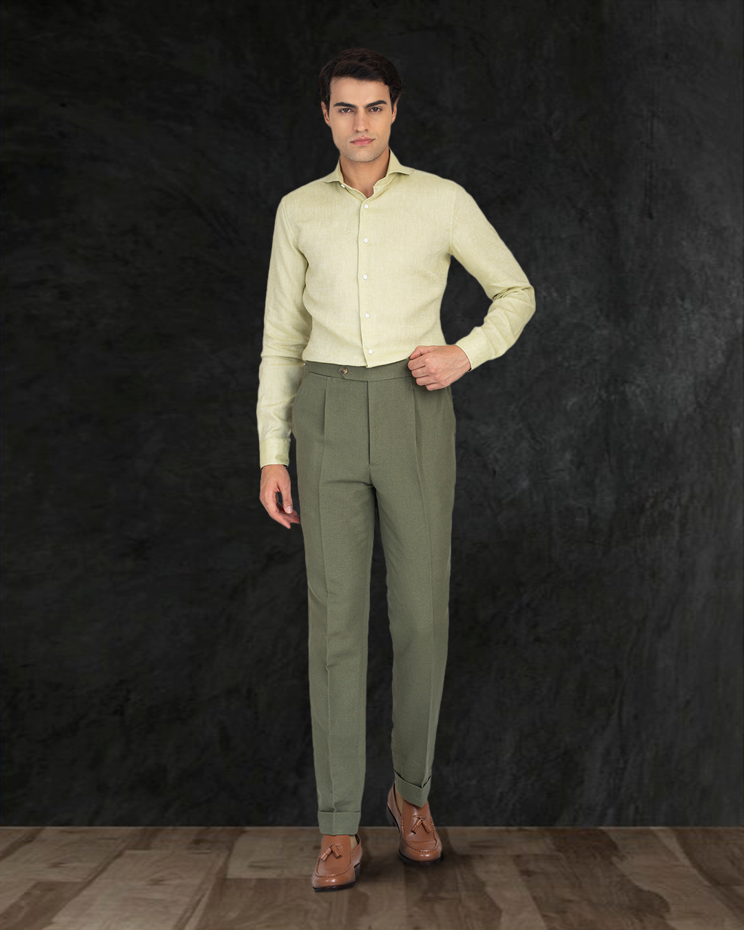 Linen Cotton Canvas: Olive Pant - 3
