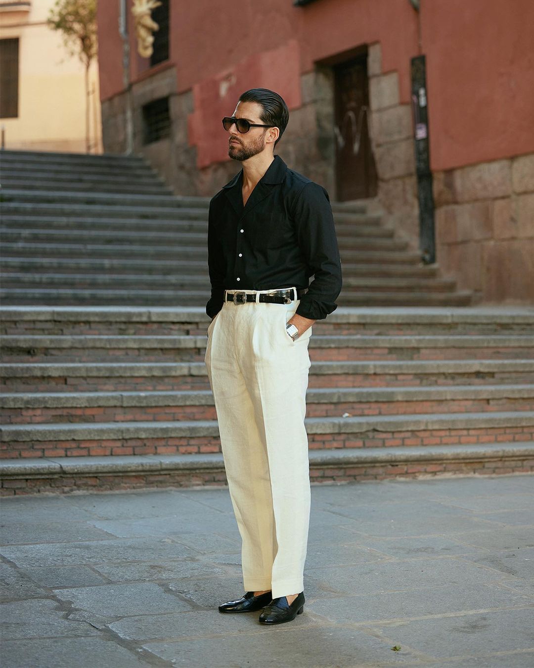 Pleated Cream Linen Pant - 6