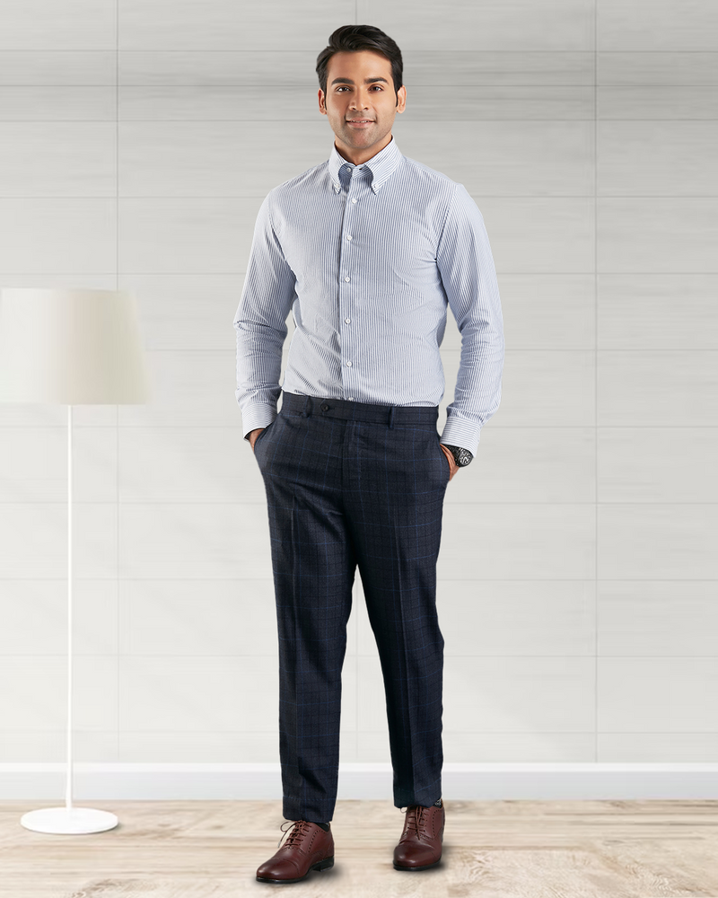 Navy University Stripes Oxford Shirt