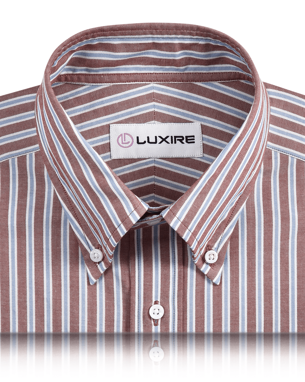 Blue White Rust Stripes Oxford Shirt - 2