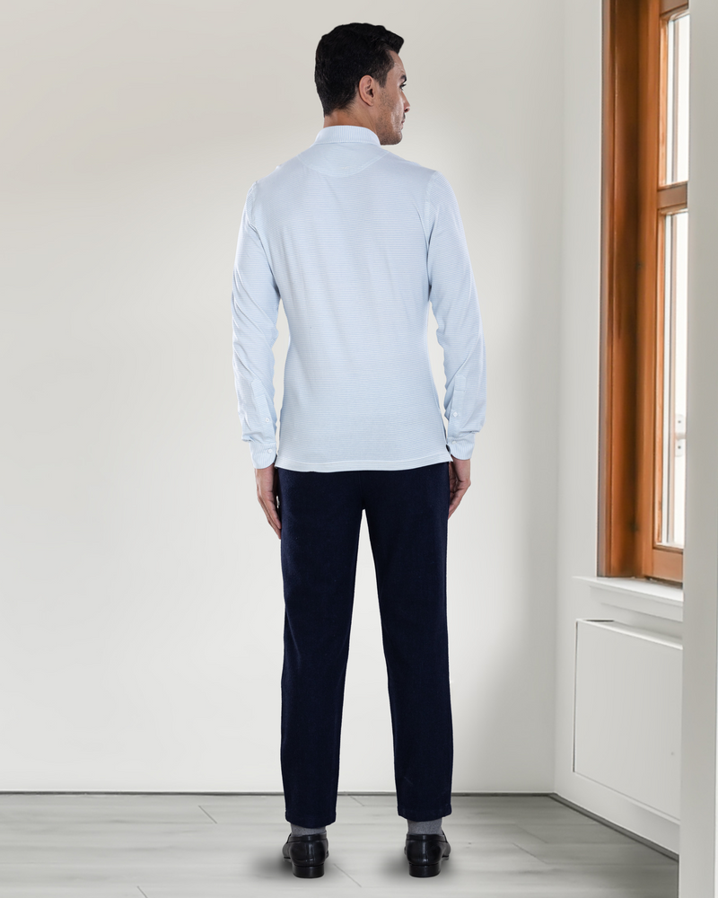 Light Blue White Candy Stripes Polo T-Shirt