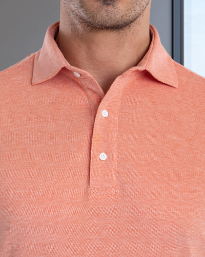 Orange White Heather Polo T-Shirt