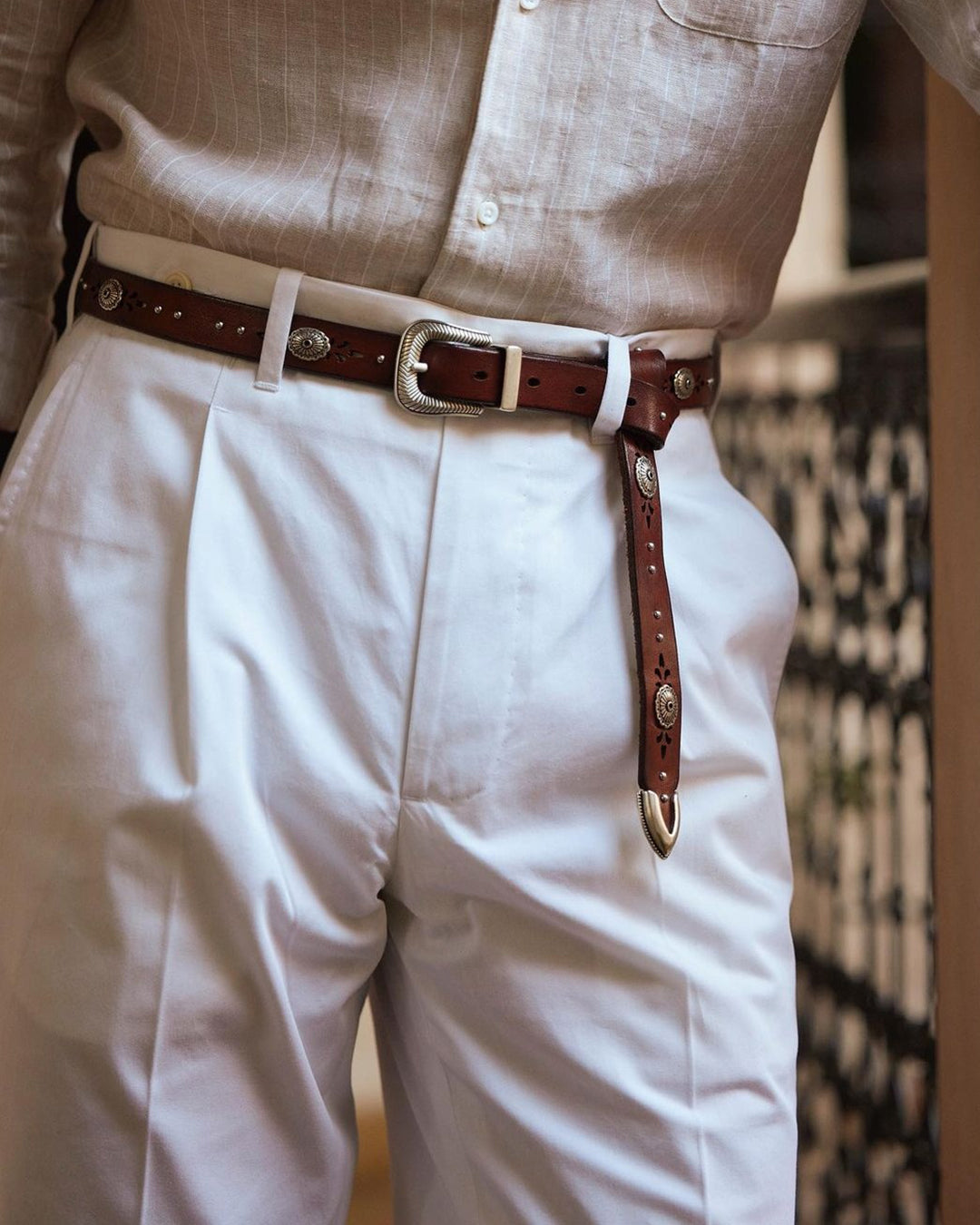 Pleated White Twill Pant - 3